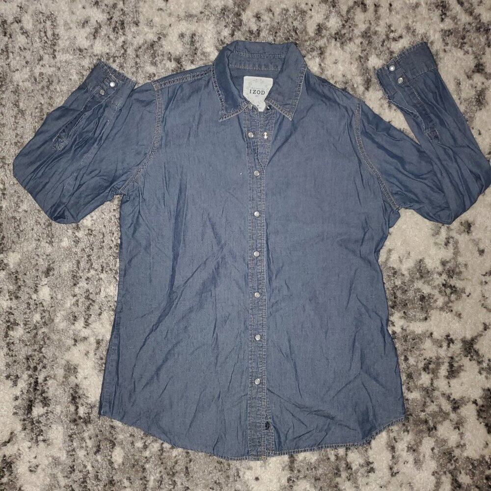 IZOD Denim Blouse || Medium || EUC